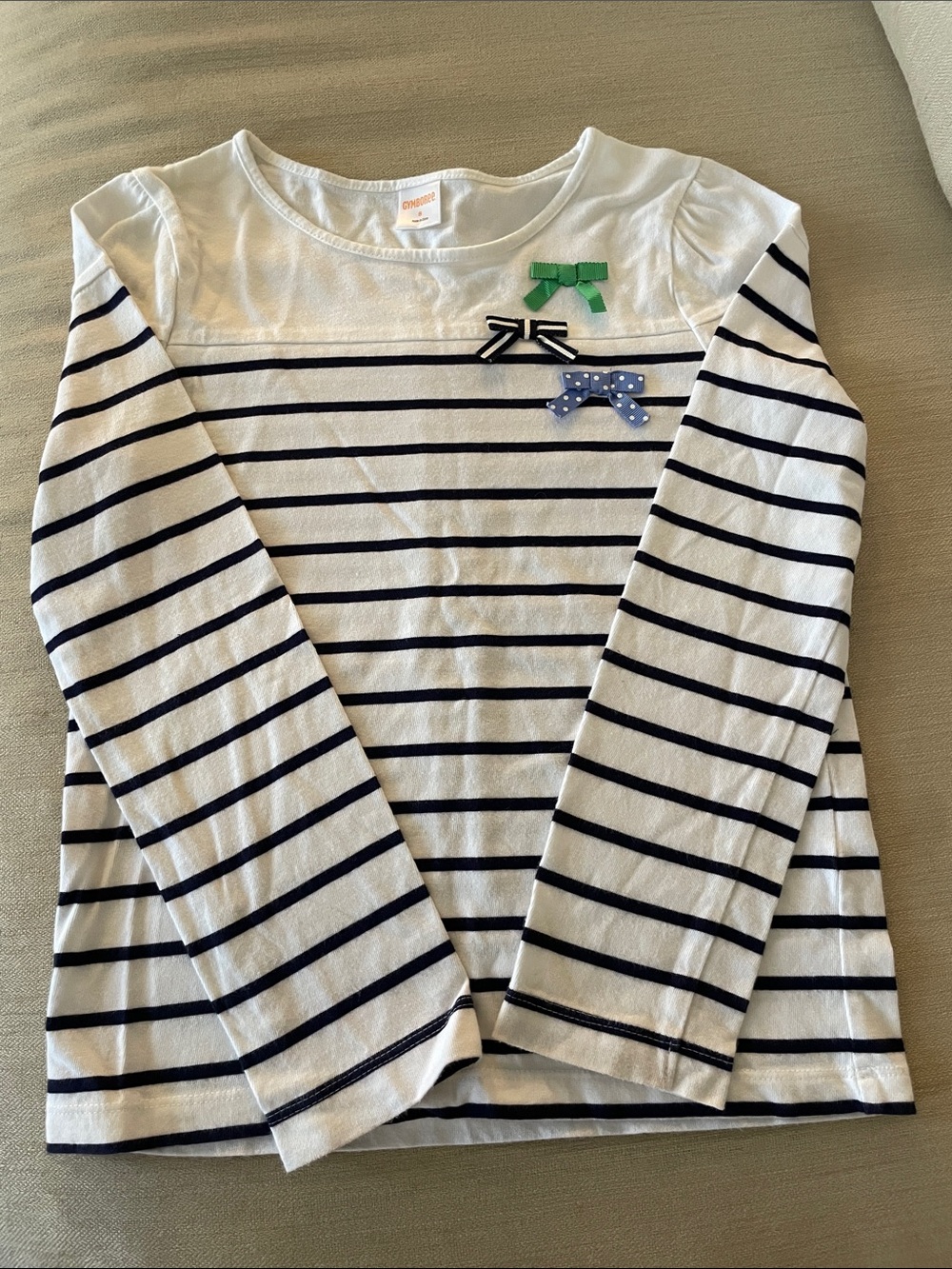 Gymboree Girls' Navy Stripe Long-Sleeve Top with Bow Accents